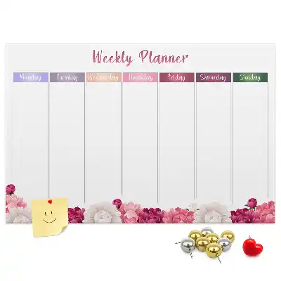 Memobord van kurk Weekplanner bloemen