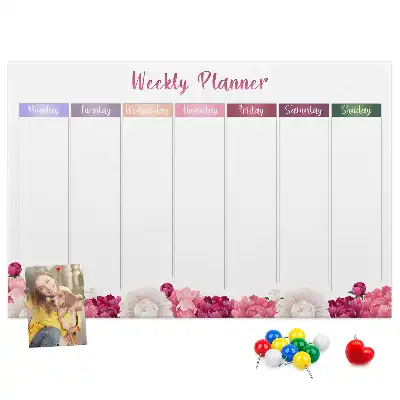 Memobord van kurk Weekplanner bloemen