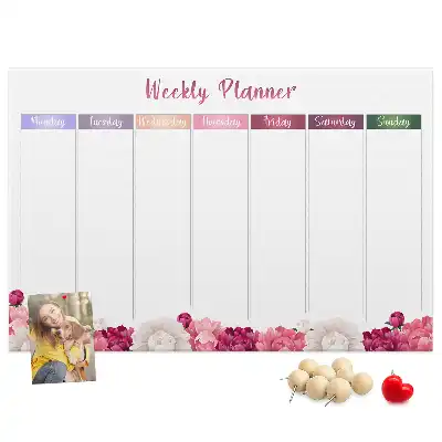 Memobord van kurk Weekplanner bloemen