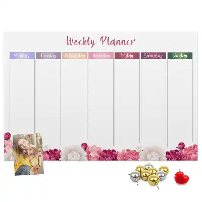 Memobord van kurk Weekplanner bloemen