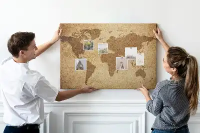 Memobord van kurk Antieke wereldkaart