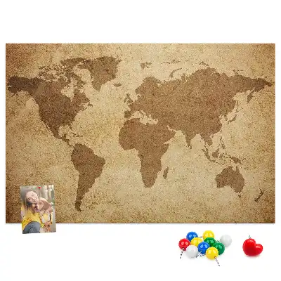 Memobord van kurk Antieke wereldkaart