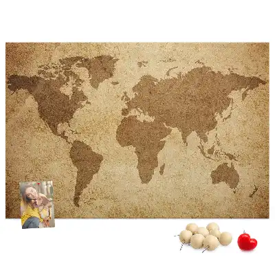 Memobord van kurk Antieke wereldkaart