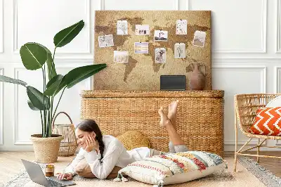 Memobord van kurk Antieke wereldkaart