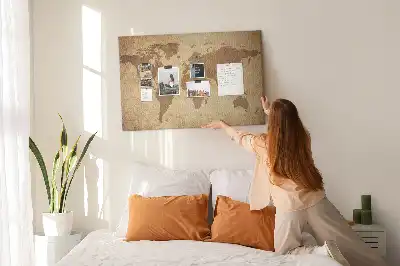 Memobord van kurk Antieke wereldkaart