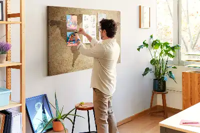 Memobord van kurk Antieke wereldkaart