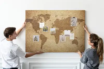 Memobord van kurk Antieke wereldkaart