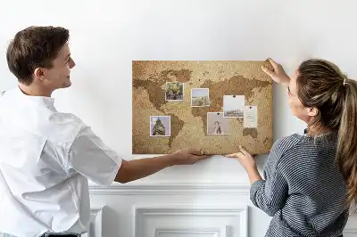 Memobord van kurk Antieke wereldkaart