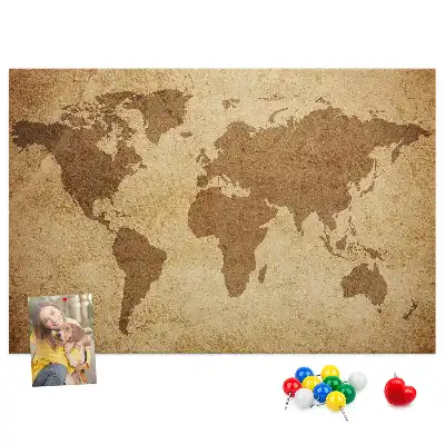 Memobord van kurk Antieke wereldkaart