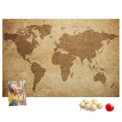 Memobord van kurk Antieke wereldkaart