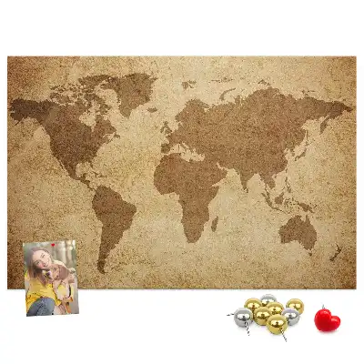 Memobord van kurk Antieke wereldkaart