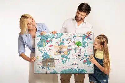 Memobord van kurk Geïllustreerde wereldkaart