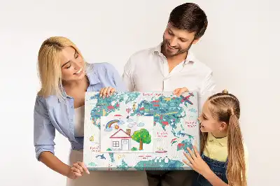Memobord van kurk Geïllustreerde wereldkaart