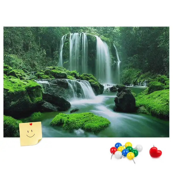 Memobord van kurk Waterval tussen mos