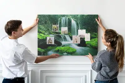 Memobord van kurk Waterval tussen mos