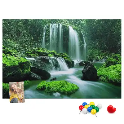 Memobord van kurk Waterval tussen mos