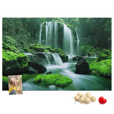Memobord van kurk Waterval tussen mos