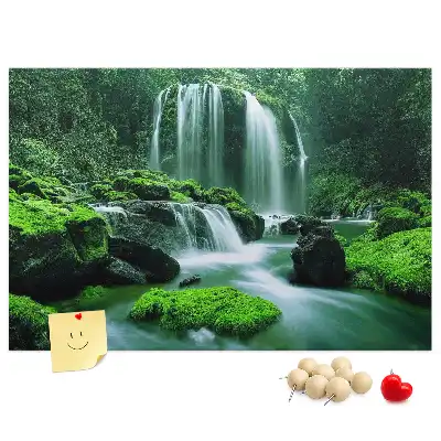 Memobord van kurk Waterval tussen mos