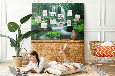 Memobord van kurk Waterval tussen mos