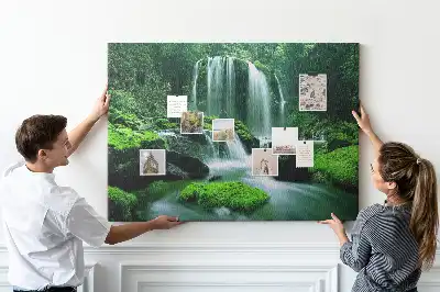 Memobord van kurk Waterval tussen mos