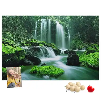 Memobord van kurk Waterval tussen mos