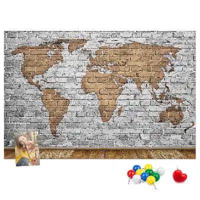Memobord van kurk Wereldkaart bakstenen
