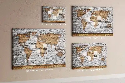 Memobord van kurk Wereldkaart bakstenen