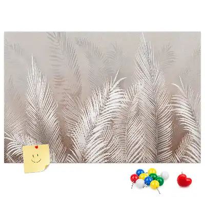 Memobord van kurk met palm en groene exotische bladeren