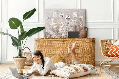 Memobord van kurk Palm en groene exotische bladeren