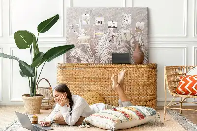 Memobord van kurk Palm en groene exotische bladeren