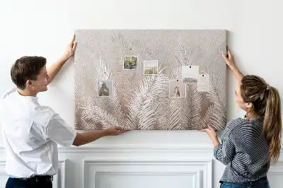 Memobord van kurk Palm en groene exotische bladeren