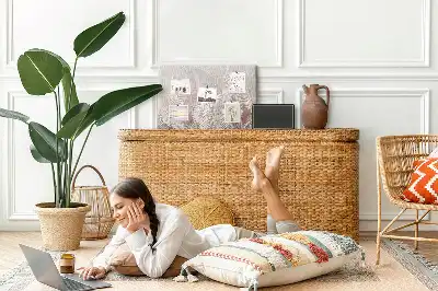 Memobord van kurk Palm en groene exotische bladeren