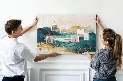 Memobord van kurk Bergketen panorama