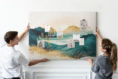 Memobord van kurk Bergketen panorama
