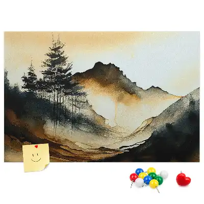Kurk prikbord met abstract natuurpanorama