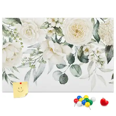 Memobord van kurk met bloemenmotief