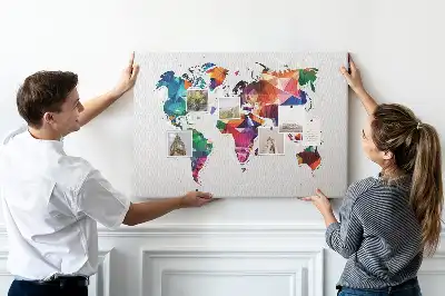 Memobord van kurk Wereldkaart driehoeken