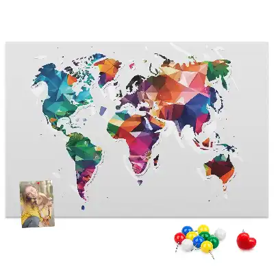 Memobord van kurk Wereldkaart driehoeken