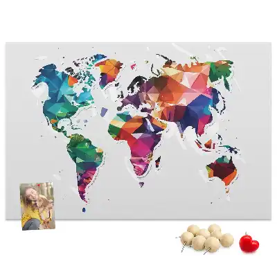 Memobord van kurk Wereldkaart driehoeken