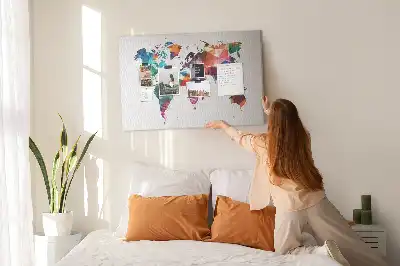 Memobord van kurk Wereldkaart driehoeken