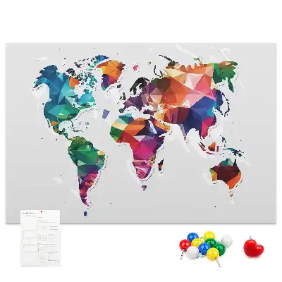 Memobord van kurk Wereldkaart driehoeken