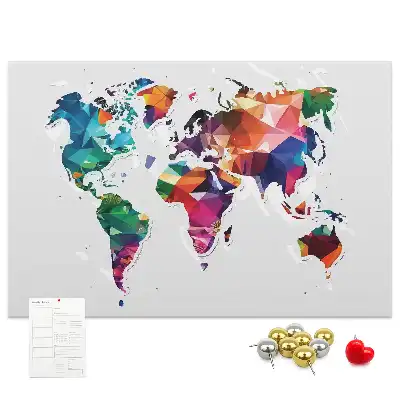 Memobord van kurk Wereldkaart driehoeken