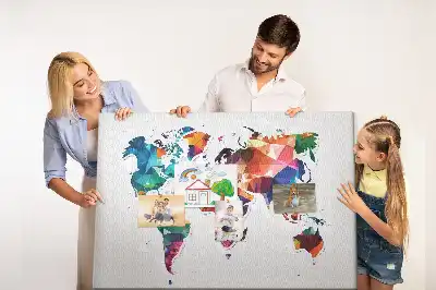 Memobord van kurk Wereldkaart driehoeken