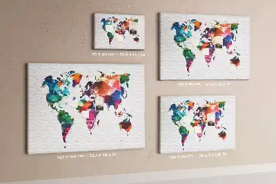 Memobord van kurk Wereldkaart driehoeken