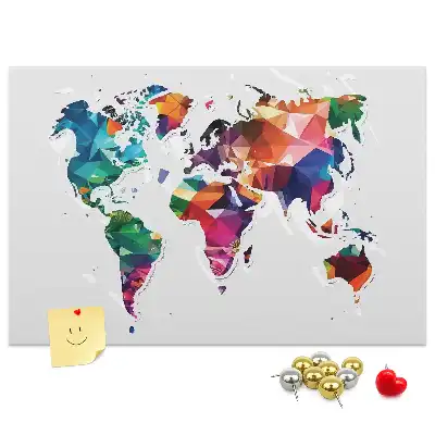 Memobord van kurk Wereldkaart driehoeken