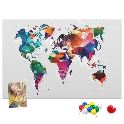 Memobord van kurk Wereldkaart driehoeken