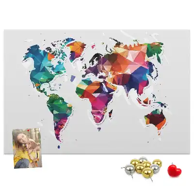 Memobord van kurk Wereldkaart driehoeken