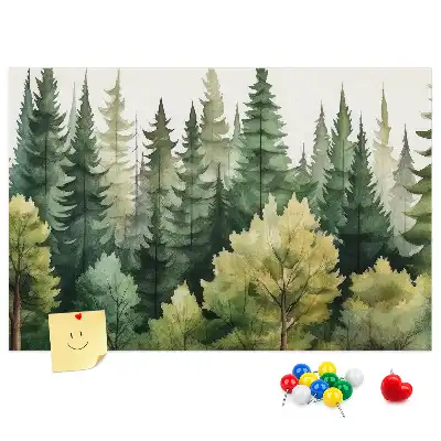 Kurken memobord met boslandschap