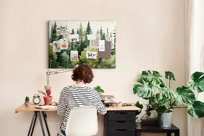 Memobord van kurk Landschap bos