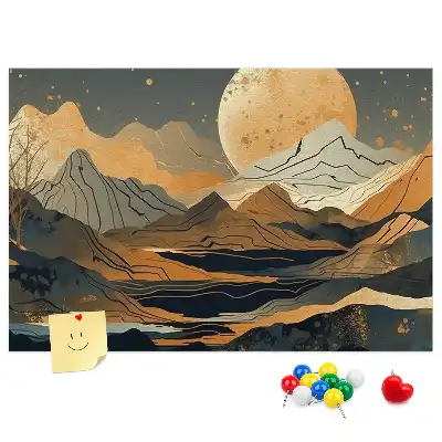 Kurken prikbord met artistiek modern landschap